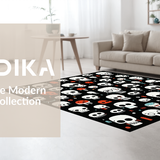 Ultra Soft Area Rug, Non Slip, Stain Resistant, Washable Area Rugs for Living Room, Bedroom, Contemporary Dark Humor Design(Black)