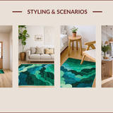 Ultra Soft Area Rug, Non Slip, Stain Resistant, Washable Area Rugs for Living Room, Bedroom, Charming Earthy Toned Patterned Mat(Green)
