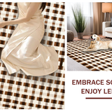 Ultra Soft Area Rug, Non Slip, Stain Resistant, Washable Area Rugs for Living Room, Bedroom, Elegant Light Brown Tiled Design(Beige)