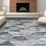 Ultra Soft Area Rug, Non Slip, Stain Resistant, Washable Area Rugs for Living Room, Bedroom, Sleek Grey Geometric Motif(Gray)