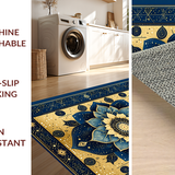 Ultra Soft Area Rug, Non Slip, Stain Resistant, Washable Area Rugs for Living Room, Bedroom, Trendy Distressed Flower Artwork(Gold)