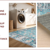Ultra Soft Area Rug, Non Slip, Stain Resistant, Washable Area Rugs for Living Room, Bedroom, Whimsical Cozy Ogee Pattern(Blue)