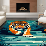 Ultra Soft Area Rug, Non Slip, Stain Resistant, Washable Area Rugs for Living Room, Bedroom, Unique Colorful Jungle Inspired Runner(Orange)