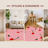 Ultra Soft Area Rug, Non Slip, Stain Resistant, Washable Area Rugs for Living Room, Bedroom, Cute Fruity Graphic Style(Pink)