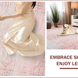 Ultra Soft Area Rug, Non Slip, Stain Resistant, Washable Area Rugs for Living Room, Bedroom, Soft Pink Grey Abstract Elegance(Pink)