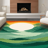 Ultra Soft Area Rug, Non Slip, Stain Resistant, Washable Area Rugs for Living Room, Bedroom, Stylish Cheerful Sunburst Arrangement(Orange)