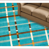 Ultra Soft Area Rug, Non Slip, Stain Resistant, Washable Area Rugs for Living Room, Bedroom, Contemporary Vibrant Checked Aesthetic(Blue)