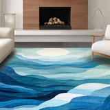 Ultra Soft Area Rug, Non Slip, Stain Resistant, Washable Area Rugs for Living Room, Bedroom, Ombre Stripes, Blue White Patterned, Fluid Art(Blue)