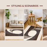 Ultra Soft Area Rug, Non Slip, Stain Resistant, Washable Area Rugs for Living Room, Bedroom, Stylish Monochrome Linear Shapes(Beige)