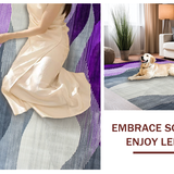 Ultra Soft Area Rug, Non Slip, Stain Resistant, Washable Area Rugs for Living Room, Bedroom, Dynamic Abstract Shapes Ensemble(Purple)