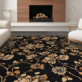 Ultra Soft Area Rug, Non Slip, Stain Resistant, Washable Area Rugs for Living Room, Bedroom, Vibrant Coastal Botanical Design(Black)