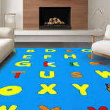 Ultra Soft Area Rug, Non Slip, Stain Resistant, Washable Area Rugs for Living Room, Bedroom, Whimsical Cartoonish Letter Design(Blue)