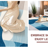 Ultra Soft Area Rug, Non Slip, Stain Resistant, Washable Area Rugs for Living Room, Bedroom, Sleek Minimalist Fluid Lines(Blue)