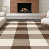 Ultra Soft Area Rug, Non Slip, Stain Resistant, Washable Area Rugs for Living Room, Bedroom, Rustic Earthy Checked Aesthetic(Brown)