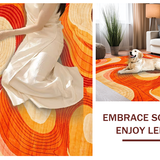 Ultra Soft Area Rug, Non Slip, Stain Resistant, Washable Area Rugs for Living Room, Bedroom, Retro Abstract Wavy Composition(Orange)