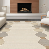 Ultra Soft Area Rug, Non Slip, Stain Resistant, Washable Area Rugs for Living Room, Bedroom, Rustic Textured Scalloped Aesthetic(Beige)