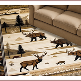 Ultra Soft Area Rug, Non Slip, Stain Resistant, Washable Area Rugs for Living Room, Bedroom, Rustic Lodge Animal Motifs(Brown)