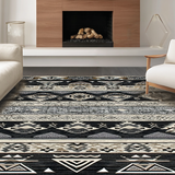 Ultra Soft Area Rug, Non Slip, Stain Resistant, Washable Area Rugs for Living Room, Bedroom, Dynamic Boho Wave Pattern(Black)