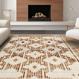 Ultra Soft Area Rug, Non Slip, Stain Resistant, Washable Area Rugs for Living Room, Bedroom, Chic Contemporary Linear Elements(Brown)