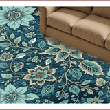 Ultra Soft Area Rug, Non Slip, Stain Resistant, Washable Area Rugs for Living Room, Bedroom, Distressed Medallion Bedroom Carpet in Green and Blue(Blue)