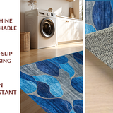 Ultra Soft Area Rug, Non Slip, Stain Resistant, Washable Area Rugs for Living Room, Bedroom, Elegant Blue Toned Transitional Design(Blue)