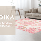 Ultra Soft Area Rug, Non Slip, Stain Resistant, Washable Area Rugs for Living Room, Bedroom, Whimsical Floral Dreamscape Design(Pink)