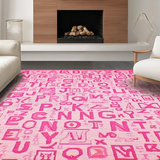 Ultra Soft Area Rug, Non Slip, Stain Resistant, Washable Area Rugs for Living Room, Bedroom, Pastel Playful Round Educational Accent(Pink)