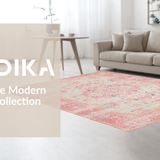 Ultra Soft Area Rug, Non Slip, Stain Resistant, Washable Area Rugs for Living Room, Bedroom, Artistic Modern Floral Fusion(Pink)
