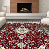 Ultra Soft Area Rug, Non Slip, Stain Resistant, Washable Area Rugs for Living Room, Bedroom, Sophisticated Abstract Burgundy Artistry(Red)