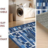 Ultra Soft Area Rug, Non Slip, Stain Resistant, Washable Area Rugs for Living Room, Bedroom, Serene Monochrome Abstract Flow(Blue)
