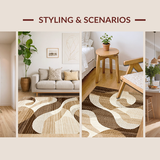 Ultra Soft Area Rug, Non Slip, Stain Resistant, Washable Area Rugs for Living Room, Bedroom, Chic Earthy Abstract Textures(Beige)