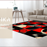 Ultra Soft Area Rug, Non Slip, Stain Resistant, Washable Area Rugs for Living Room, Bedroom, Bold Retro Circular Music Motif(Black)