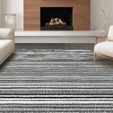 Ultra Soft Area Rug, Non Slip, Stain Resistant, Washable Area Rugs for Living Room, Bedroom, Modern Dash Runner: Monochrome Striped Indoor/Outdoor Carpet(Black)