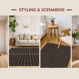 Ultra Soft Area Rug, Non Slip, Stain Resistant, Washable Area Rugs for Living Room, Bedroom, Elegant Textured Tartan Appeal(Brown)