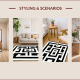 Ultra Soft Area Rug, Non Slip, Stain Resistant, Washable Area Rugs for Living Room, Bedroom, Geometric Black Stair Mats Slip Resistant Design(Black)