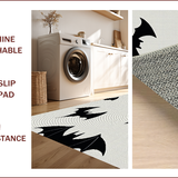 Ultra Soft Area Rug, Non Slip, Stain Resistant, Washable Area Rugs for Living Room, Bedroom, Witchy Bat Shape Bedroom Spooky Decor Mat(Black)