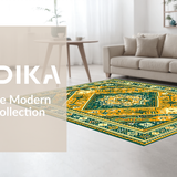 Ultra Soft Area Rug, Non Slip, Stain Resistant, Washable Area Rugs for Living Room, Bedroom, Stylish Cozy Tiled Composition(Gold)