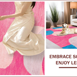 Ultra Soft Area Rug, Non Slip, Stain Resistant, Washable Area Rugs for Living Room, Bedroom, Abstract Boho Washable(Pink)
