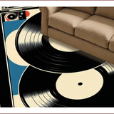 Ultra Soft Area Rug, Non Slip, Stain Resistant, Washable Area Rugs for Living Room, Bedroom, vinyl record half round(Black)