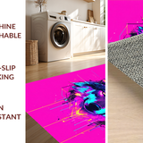 Ultra Soft Area Rug, Non Slip, Stain Resistant, Washable Area Rugs for Living Room, Bedroom, Energetic Urban Wolf Imagery(Pink)