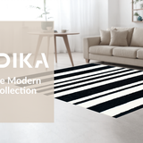 Ultra Soft Area Rug, Non Slip, Stain Resistant, Washable Area Rugs for Living Room, Bedroom, Transitional Geometric Line Art(Black)
