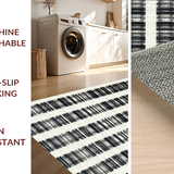 Ultra Soft Area Rug, Non Slip, Stain Resistant, Washable Area Rugs for Living Room, Bedroom, Stylish Striped Door Mat Black and White Accent Rug(Black)