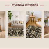 Ultra Soft Area Rug, Non Slip, Stain Resistant, Washable Area Rugs for Living Room, Bedroom, Elegant Floral Paisley Aesthetic(Black)