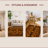 Ultra Soft Area Rug, Non Slip, Stain Resistant, Washable Area Rugs for Living Room, Bedroom, Vivid Warm Toned Wildlife Theme(Black)