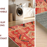 Ultra Soft Area Rug, Non Slip, Stain Resistant, Washable Area Rugs for Living Room, Bedroom, Modern Crimson Ethnic Geometry(Red)