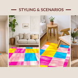 Ultra Soft Area Rug, Non Slip, Stain Resistant, Washable Area Rugs for Living Room, Bedroom, Joyful Brightly Colored Imagery(Pink)