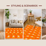 Ultra Soft Area Rug, Non Slip, Stain Resistant, Washable Area Rugs for Living Room, Bedroom, Bright Orange and White Theme(Orange)