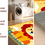 Ultra Soft Area Rug, Non Slip, Stain Resistant, Washable Area Rugs for Living Room, Bedroom, Round Nature-Inspired Playful Scene(Yellow)