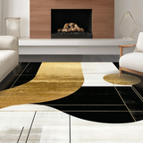 Ultra Soft Area Rug, Non Slip, Stain Resistant, Washable Area Rugs for Living Room, Bedroom, Chic Abstract Gold and Black Shapes(Gold)