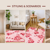 Ultra Soft Area Rug, Non Slip, Stain Resistant, Washable Area Rugs for Living Room, Bedroom, Fluffy Romantic Blossom Arrangement(Pink)